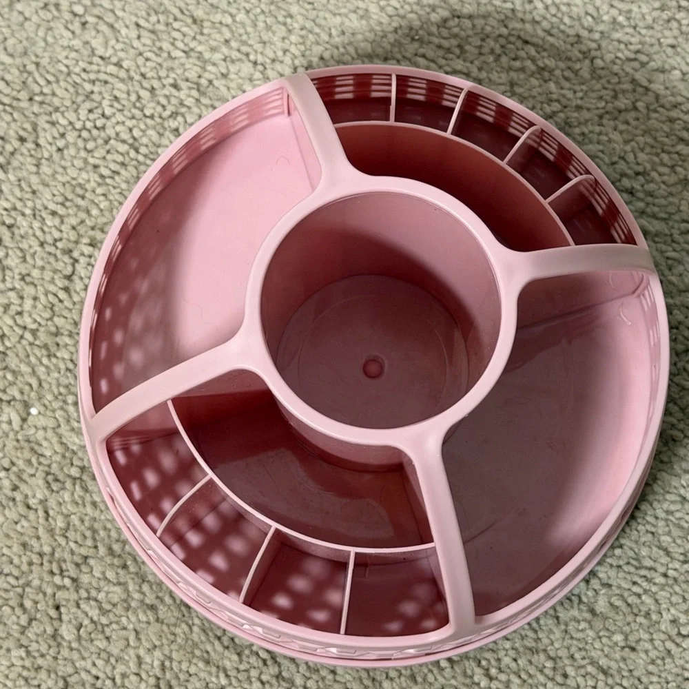 Rotating Pink Makeup Organizer Carousel | Spinning Cosmetic Storage Holder